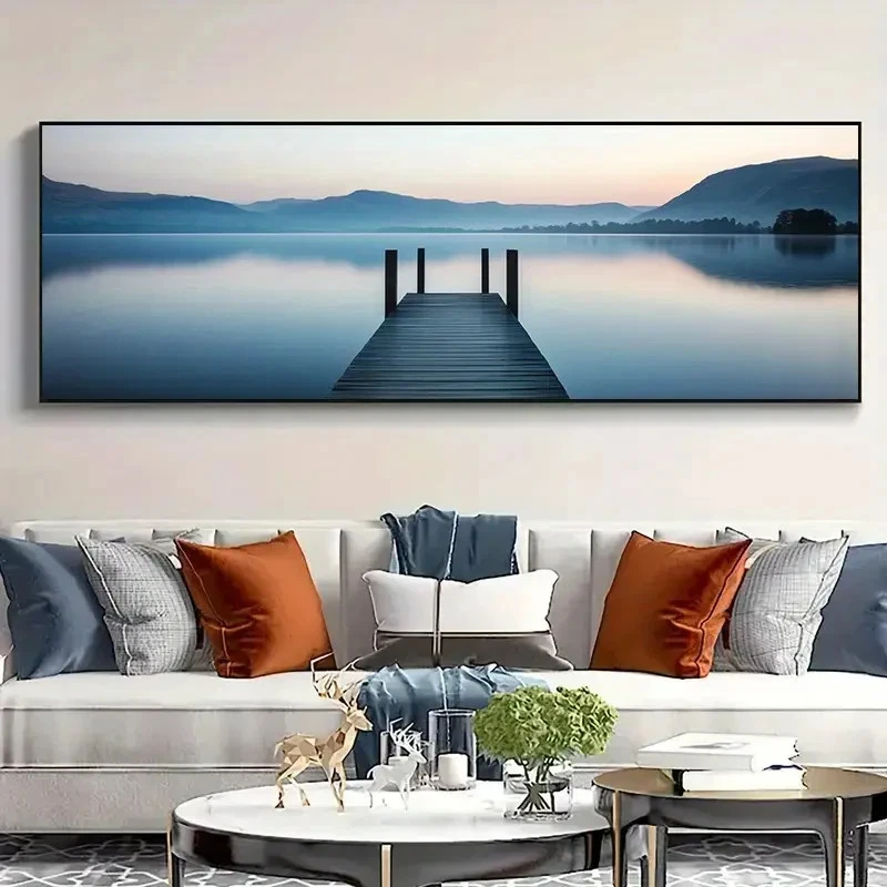 Panoramic Serene Lake Dusk View Canvas Wall Art Home Decor