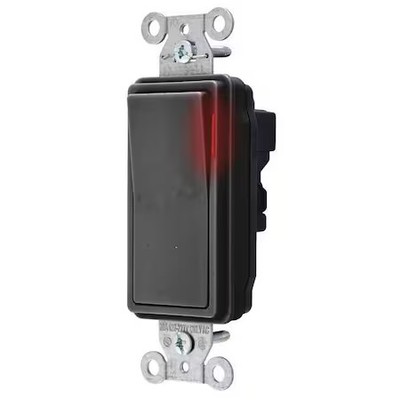 Hubbell Wiring Device-Kellems Snap2101plbk Pilot Lit Wall Swtch, 1-Pole,