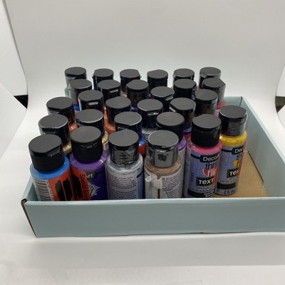 Lot Of 28 DecoArt Thrift Flip Fabric Acrylic Paint 2oz Assorted - Read