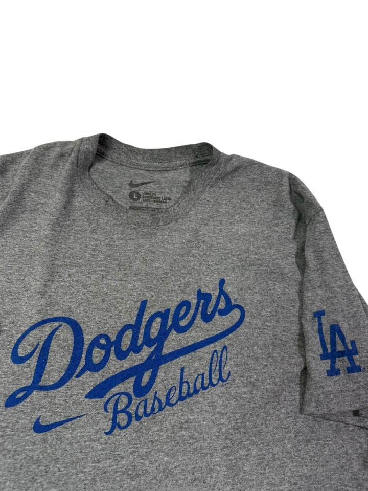 Camisa Nike Para Hombres Grande Gris Jaspeado Los Angeles Dodgers Béisbol MLB Calce Suelto Foto 2 de 4