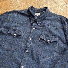 Levi's Western Cone Denim Shirt Blue Mens Extra Large L/Sleeve Pearl Snap Button