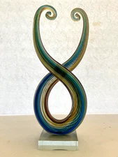 "Murano" Hand Blown Art Glass Artisan Sculpture Rainbow Swirl Home Decor