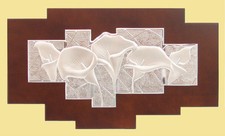 QUADRO ARGENTO cm22x48 LEGNO cm34x60 FIORI CALLE FIORE CALLA CAPOLETTO CAPEZZALE