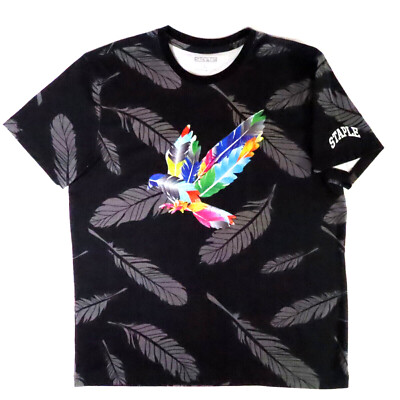 Staple Pigeon Logo T-Shirt Men's Large Feathers Black Short Sleeve World Renown