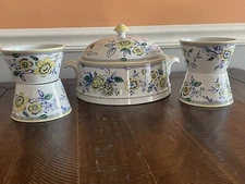 Spode Burlington Bowl Set Blue & Yellow Floral Bowls England 