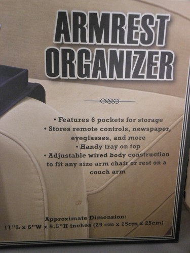 Armrest Chair Couch Organizer Storage Pockets TV VCR DVD Remote Controls Black - Picture 3 of 6