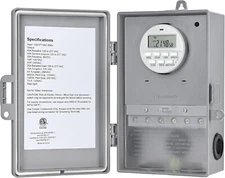 DEWENWILS Pool Pump Timer, Outdoor Digital Timer Box 2HP 40A 120-277 VAC, 7-Day