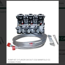 PUMP KIT 3 FLAVOR 3/8 OUT CO2 MANIFOLD CC CONNECTORS, In-Stock!