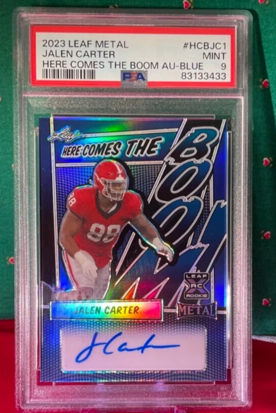 Jalen Carter Leaf Metal Here Comes the Boom Autographs #HCBJC1 Blue