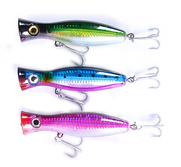 Lot of 3 Big Large Top Water Poppers Saltwater Offshore Fishing Lure