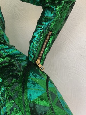 BALMAIN x H&M Green Sequin Mini Bodycon Party Kendall Dress UK 8 EU 34 US 4 S