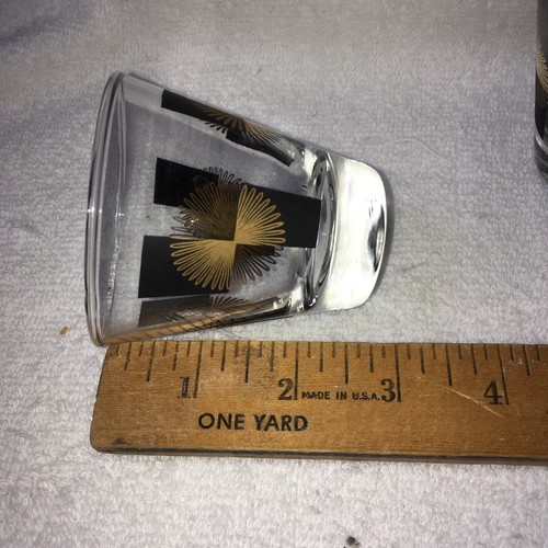 Vintage MCM Atomic schwarz n gold Starburst Barware Brille Lowball Shot Atomic - Bild 6 von 8