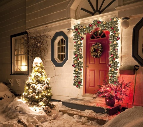 Weihnachtsgirlande 80 LED 5m Haustür Tannengirlande Christbaum Kugeln Girlande - Bild 4 von 8