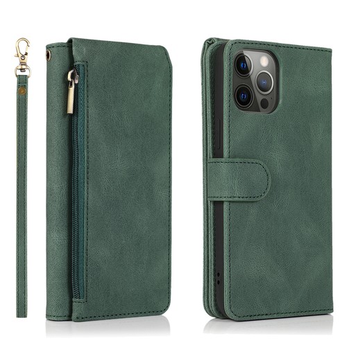 Flip Card Holder Book Cover Zipper Leather Phone Case For iPhone 13 14 Pro Max - Picture 14 of 17