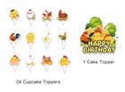 Chicken Farm Birthday Party Supplies Including Paper Banner Cake cupcake  — photo 8