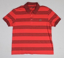 Lacoste Men  s Red Polo Shirt Striped Size 5 21.5  X 25  