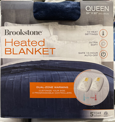 Brookstone Heated Queen Blanket in Navy