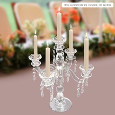 Elegant 5-Head Crystal Glass Candle Holder for Beautiful Table Decor
