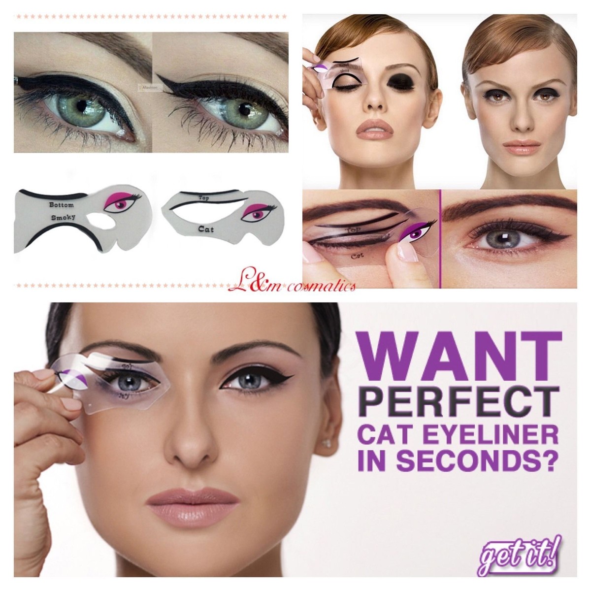 Eyeliner Stencil-ombretto Guida, Smokey Cat, Set Di Strumenti Di Trucco Occhio Rapido - Foto 6