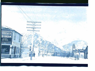 Vintage Photo Negative 1920's City Street Scene King Yee & Company Ice Cream 6x3
