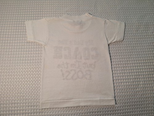 Vintage My Dad's The Coach But I'm The Boss White T-shirt Kids Size 2/4 Best USA - Picture 8 of 8