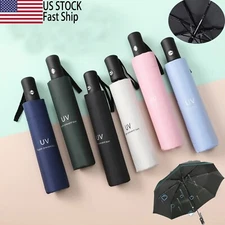 Automatic Black Umbrella Anti-UV Sun/Rain Windproof 3 Folding Compact Umbrella