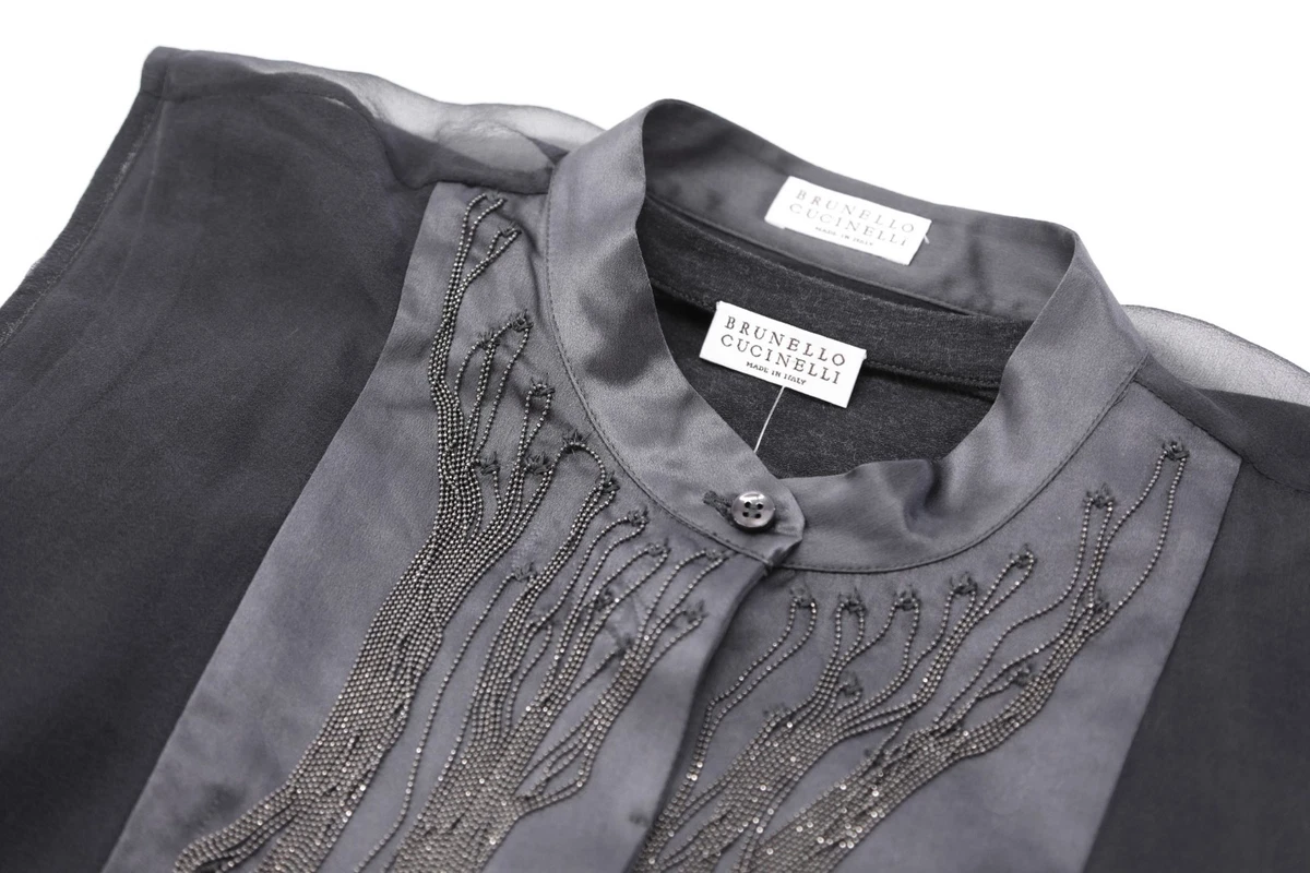 Brunello Cucinelli Monili bead-mbellished silk shirt - Black