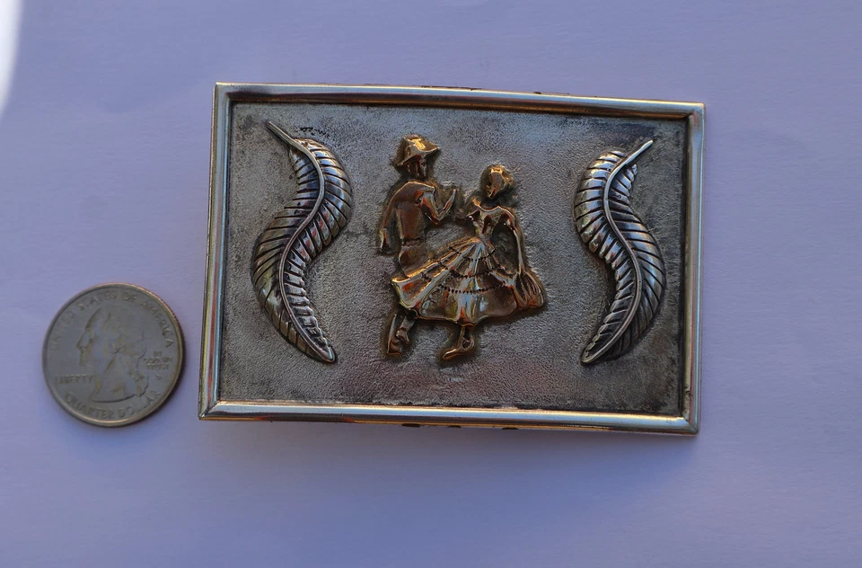 Большая винтажная квадратная пряжка для ремня танцовщицы 65 грамм 3 3/16 X 2 1/8 дюйма - Изображение 3 из 4