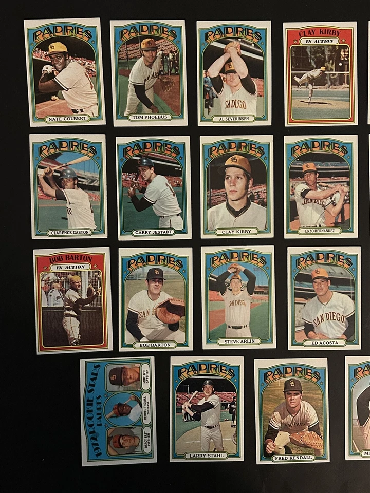 1972 Topps SAN DIEGO PADRES команды лот 27 карт высоты #s полу высоты #s 782 739 637 - Изображение 2 из 3