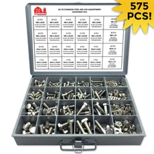 A2-70 Stainless Metric Hex Cap Screws Bolts, Nut, Washer Assortment Kit 575 Pcs!