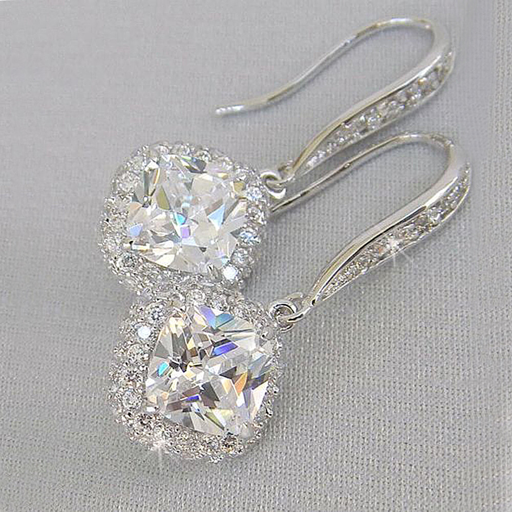 925 Silver Plated Dangle/Hoop Earrings – Women's Fashion Jewelry, No Stone