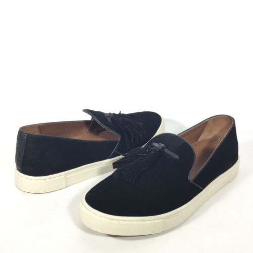 Frye Gemma Tassel Women's Size 7 M Black Leather Slip On Loafers Shoes.