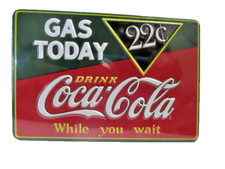 Coca-Cola Metal Magnet Andy Rooney While You Wait Gas Today Logo Coke Retro