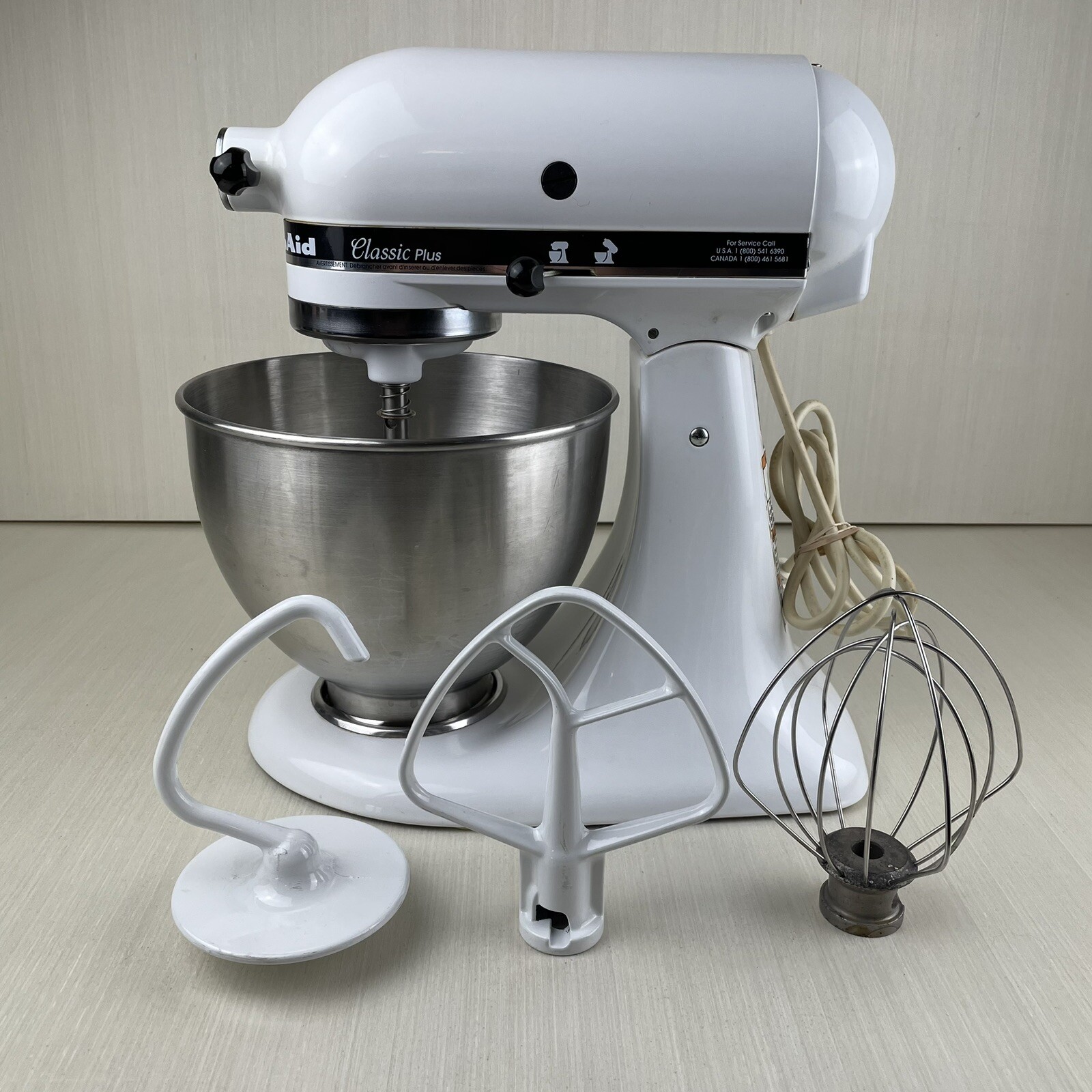 KitchenAid Classic Plus KSM75WH 4.5qt TiltHead Stand Mixer with 3