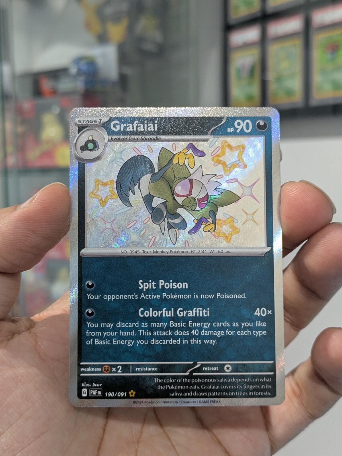 Pokemon Card 2024 GRAFAIAI Ultra Rare Baby Shiny 190/091 Paldean Fates NM