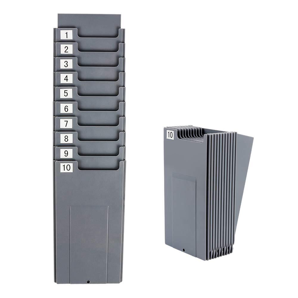 Spessn Time Cards Rack Expandable Wall Mount Holder with 10 Slots Plastic Organizer