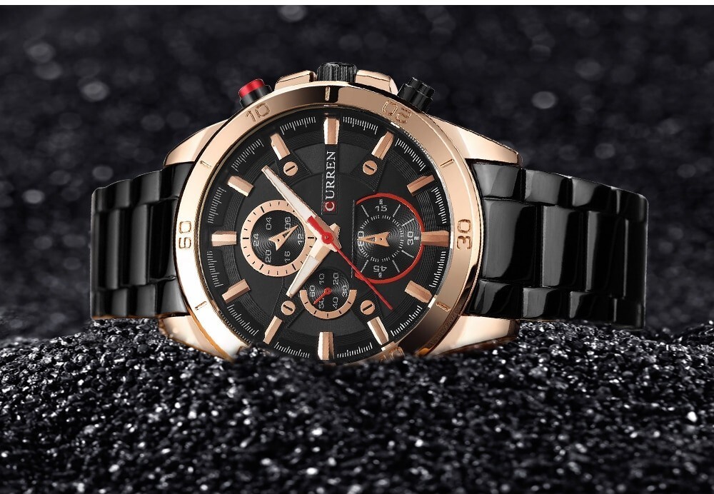 CURREN Mens Stainless Steel Quartz Movement Water Resistant