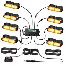 LED Surface Mount Strobe Lights Kit, Amber Warning Flashing Light, 8PCS