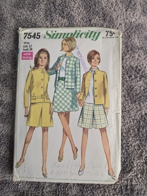 Simplicity 7545 Buttoned Jacket Skirt and Culottes Misses Size 12  Pattern cut