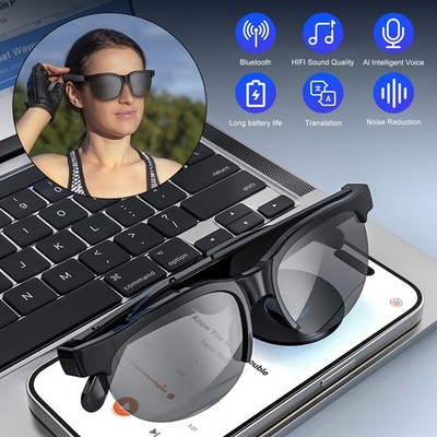 Smart Glasses AI Bluetooth Glasses with 144+Translation for Men & Woman Travel 
