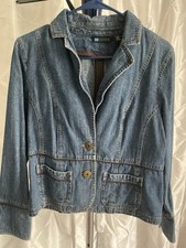 Relativity Denim Blazer / Jacket Women s Size PM With Pockets