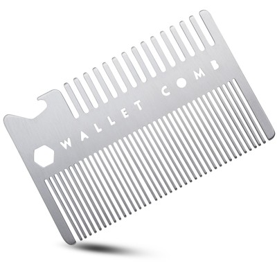 The Wallet Comb, Credit Card Sized Comb, Stainless Steel, Anti-Static Trade Card