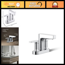 Centerset Bathroom Sink Faucet 1.2 GPM Polished Chrome, Modern Design, Easy Inst