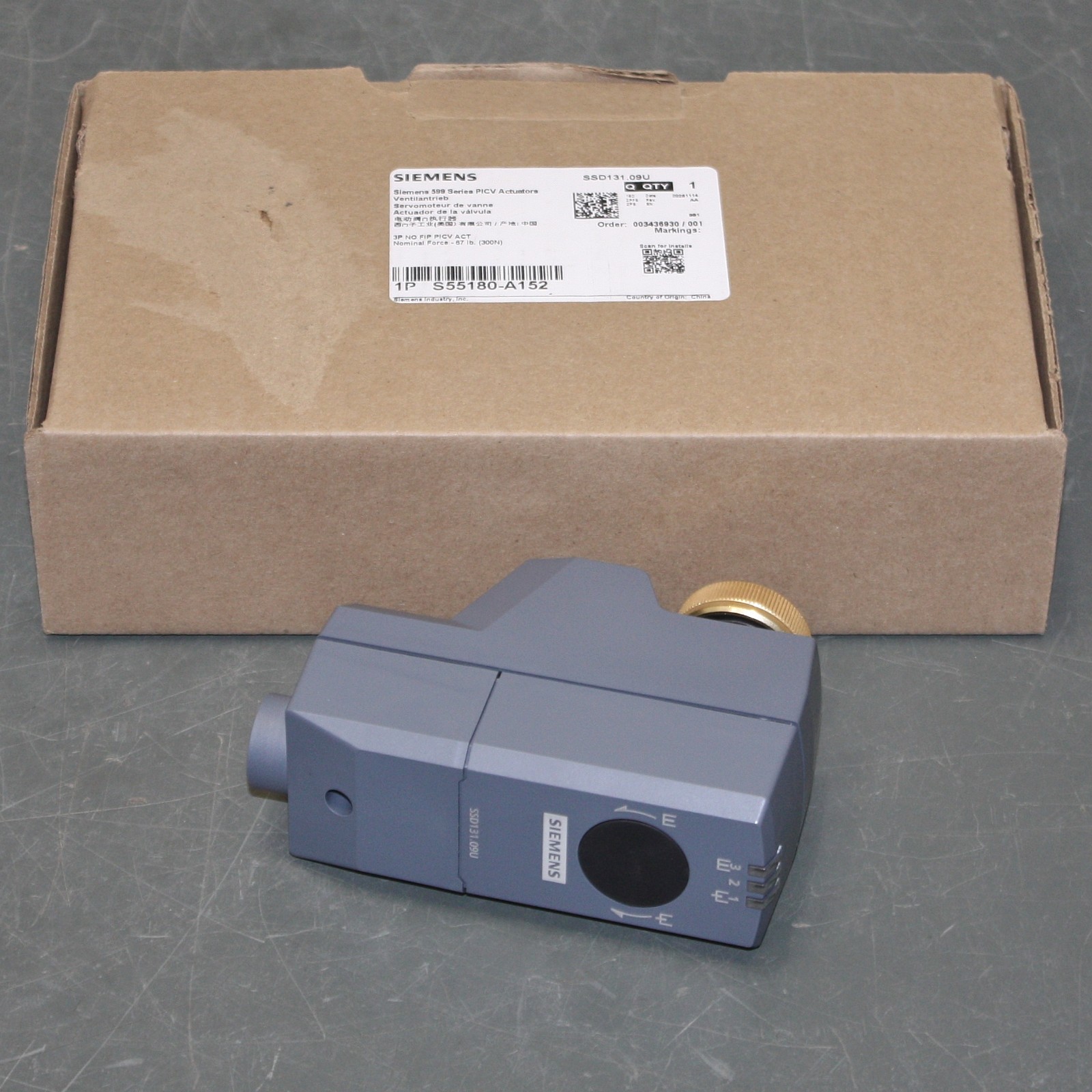 Siemens Electric Valve Actuator SSD131.09U, 24V AC, 3 Position, 1/4" Stroke