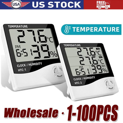 Thermometer Indoor Digital LCD Hygrometer Temperature Humidity Meter Alarm Clock