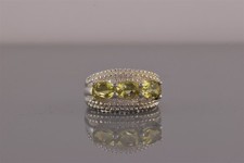 CID Sterling Silver Triple Oval Green Peridot Pebbled Trim Band Ring 925 Sz: 7