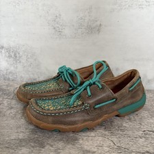 Twisted X Bomber Driving Moccasins Womens Size 6 Brown Blue WDM0065