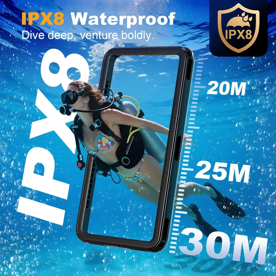 Waterproof Phone Case IPX8 100ft/30M Fits iPhone Samsung Up to 6.9" for Swimming - Image 2 of 4