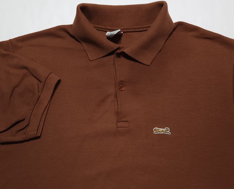 Vintage 1980s Le Tigre Campus Brown Polo Made in USA Large Shirt