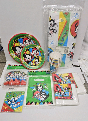 Animaniacs Party Supplies, Vintage 1994 Plates Cups Tablecloth Invites
